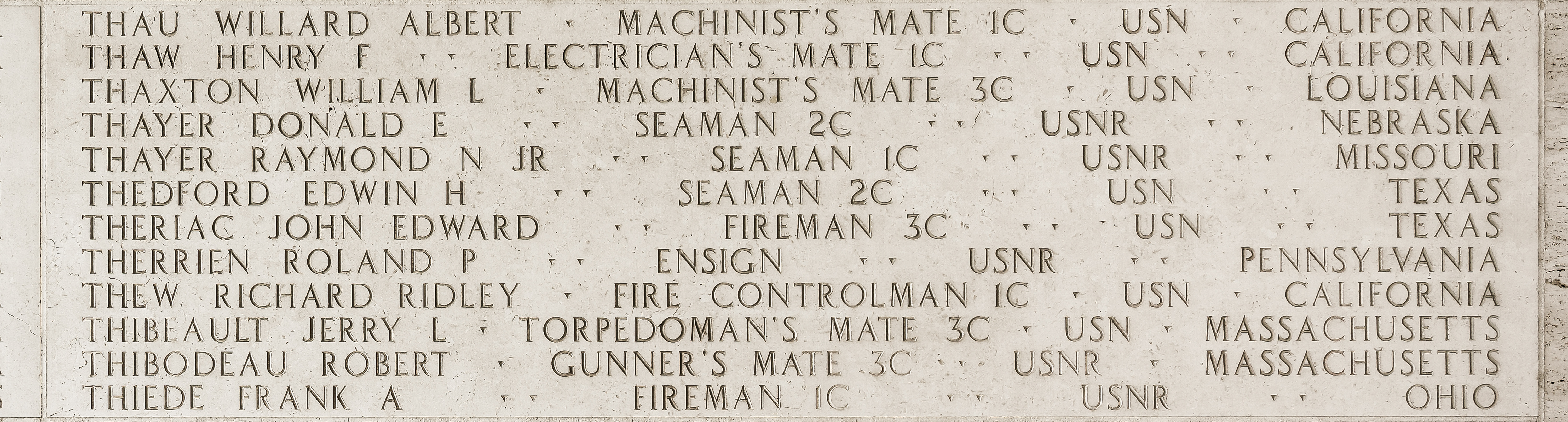 Frank A. Thiede, Fireman First Class